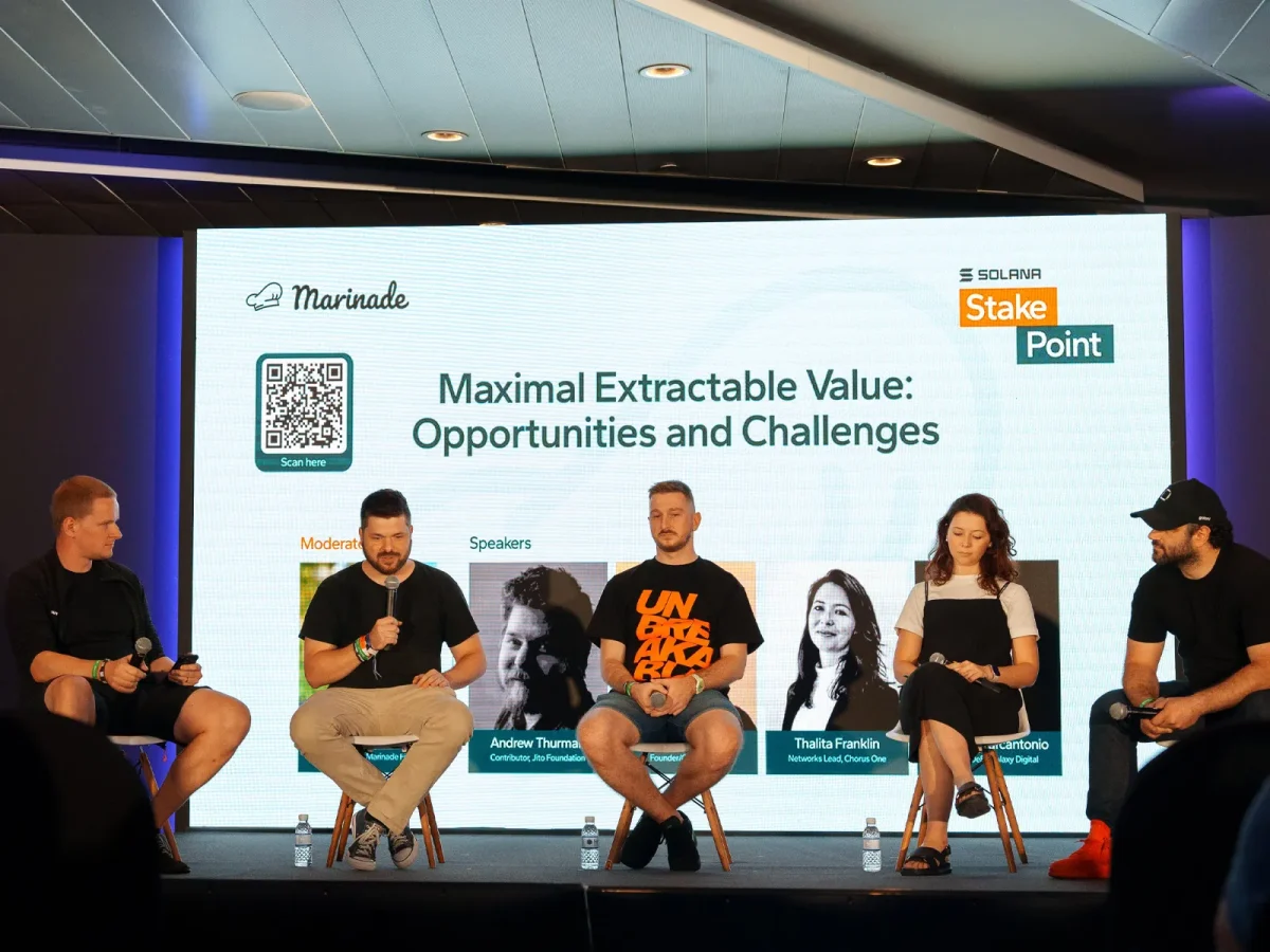 image of colleagues on a event panel speaking